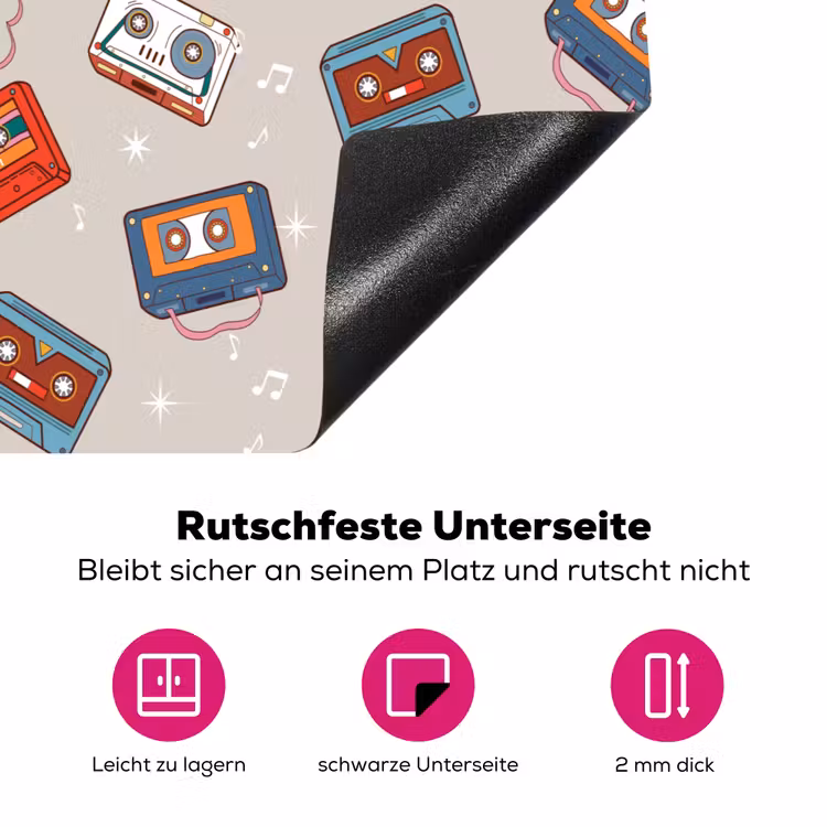 Retro - Disco - Cassettebandjes - Muziek - Multi Inductie beschermer vinyl 3mm klein 276 -zzzzzzz-lf-onderkant