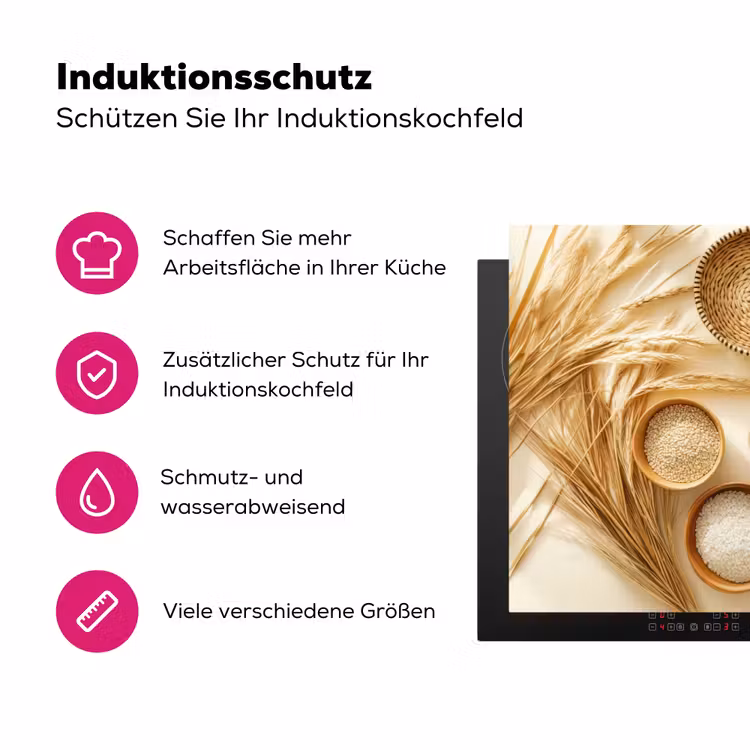 Granen - Hout - Kom - Beige Inductie beschermer vinyl 3mm klein -zzzzzzz-lf-ups