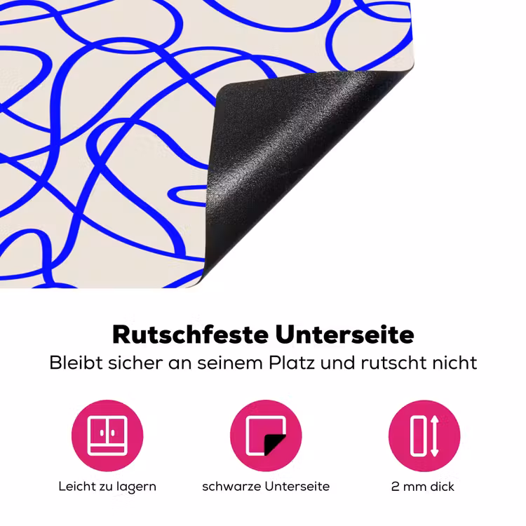 Patronen - Beige - Blauw - Lijnen Inductie beschermer vinyl 3mm klein 276 -zzzzzzz-lf-onderkant