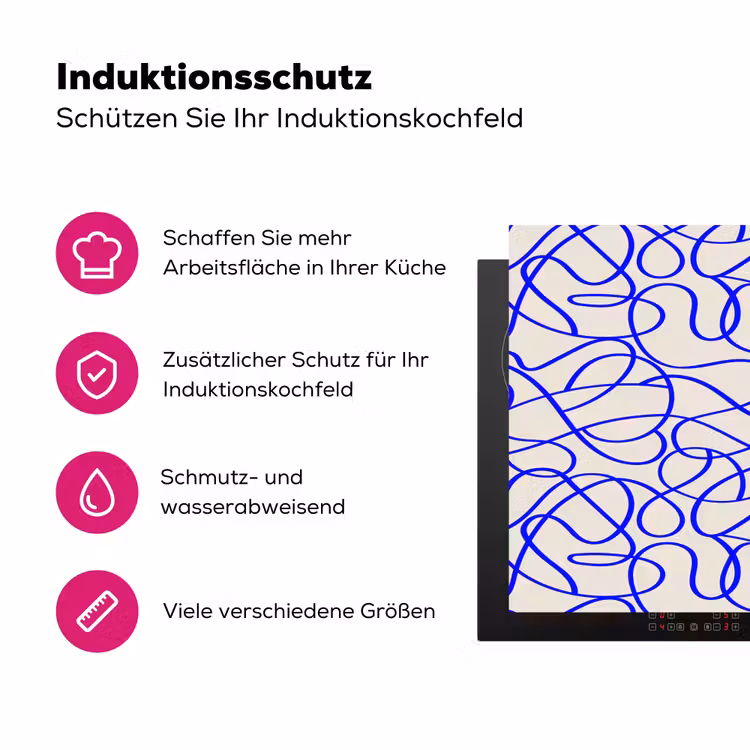 Patronen - Beige - Blauw - Lijnen Inductie beschermer vinyl 3mm klein 276 -zzzzzzz-lf-ups