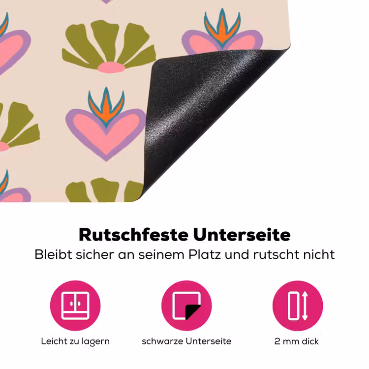 Patroon - Beige - Hartjes - Bloemen Inductie beschermer vinyl 3mm klein 276 -zzzzzzz-lf-onderkant