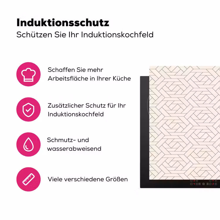 Patroon - Beige - Lijnen - Bruin Inductie beschermer vinyl 3mm klein 276 -zzzzzzz-lf-ups