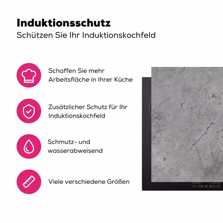 Patronen - Beton - Oud Inductie beschermer vinyl 3mm klein 276 -zzzzzzz-lf-ups