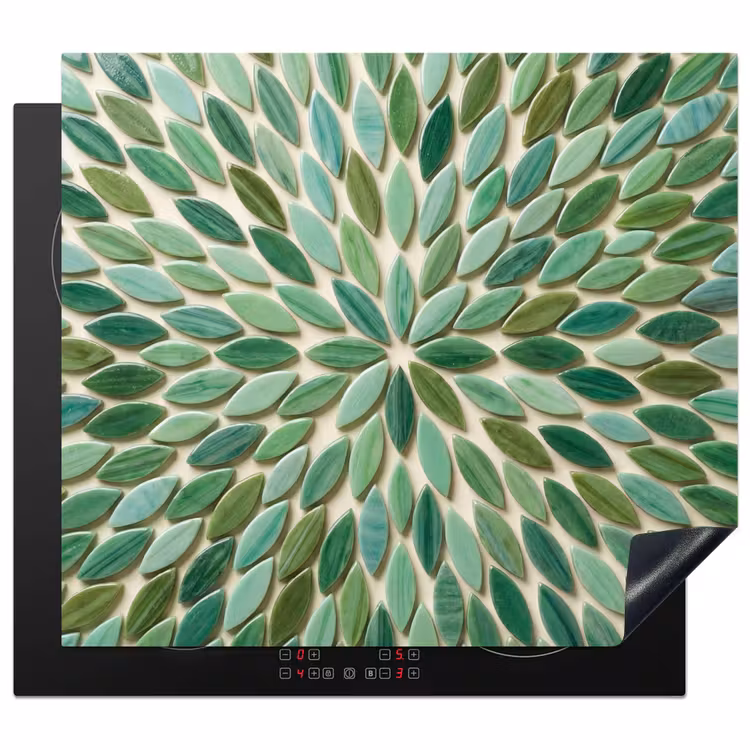 Patroon - Blad - Groen - Abstract Inductie beschermer vinyl 3mm middel -3d