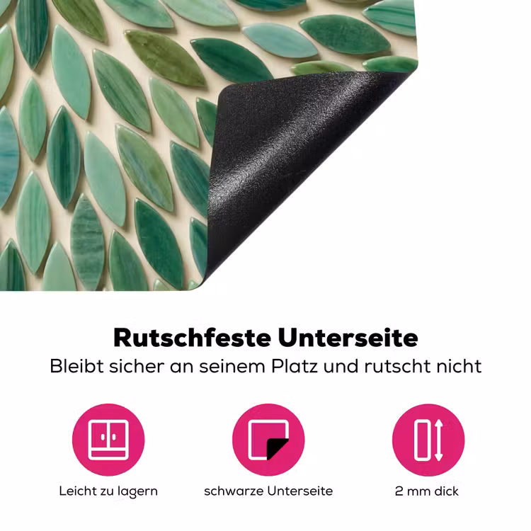 Patroon - Blad - Groen - Abstract Inductie beschermer vinyl 3mm middel -zzzzzzz-lf-onderkant