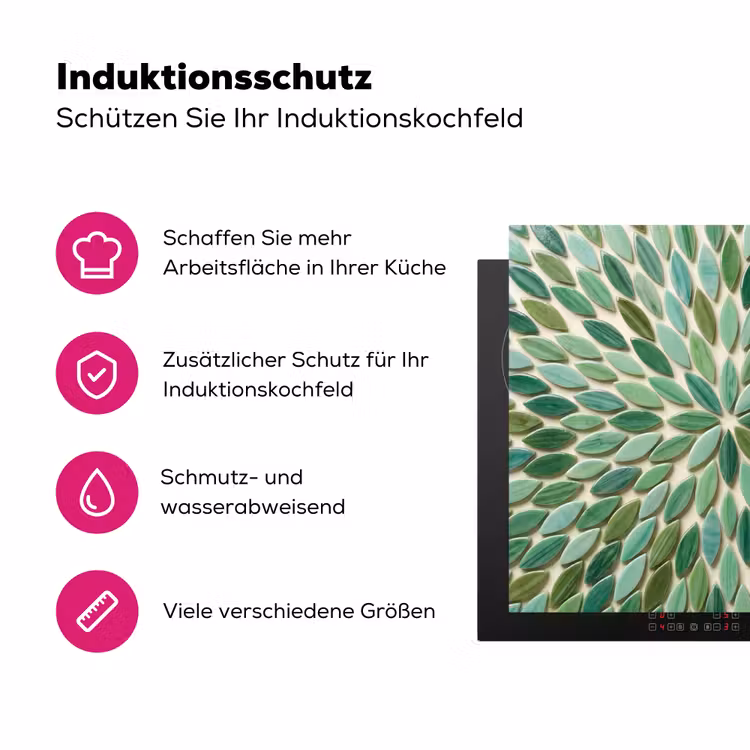 Patroon - Blad - Groen - Abstract Inductie beschermer vinyl 3mm middel -zzzzzzz-lf-ups