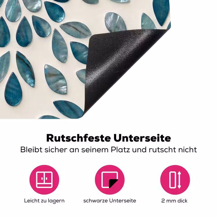 Patroon - Bladeren - Abstract - Modern - Turquoise Inductie beschermer vinyl 3mm middel -zzzzzzz-lf-onderkant
