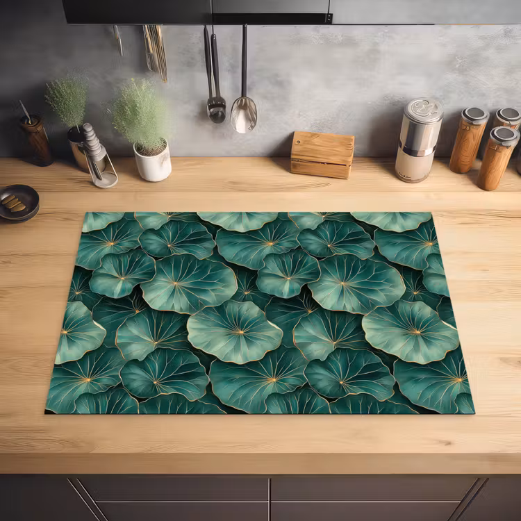 Patroon - Bladeren - Groen Inductie beschermer vinyl 3mm klein 276 -sfeer5