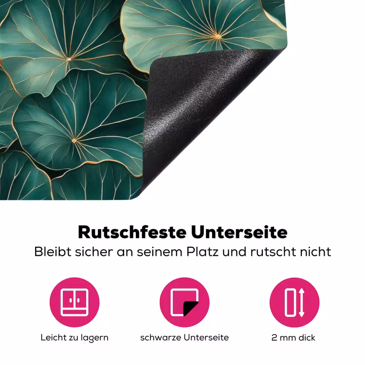Patroon - Bladeren - Groen Inductie beschermer vinyl 3mm klein 276 -zzzzzzz-lf-onderkant