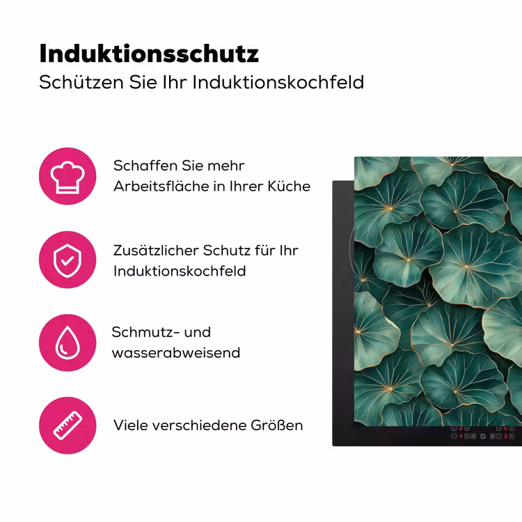 Patroon - Bladeren - Groen Inductie beschermer vinyl 3mm klein 276 -zzzzzzz-lf-ups