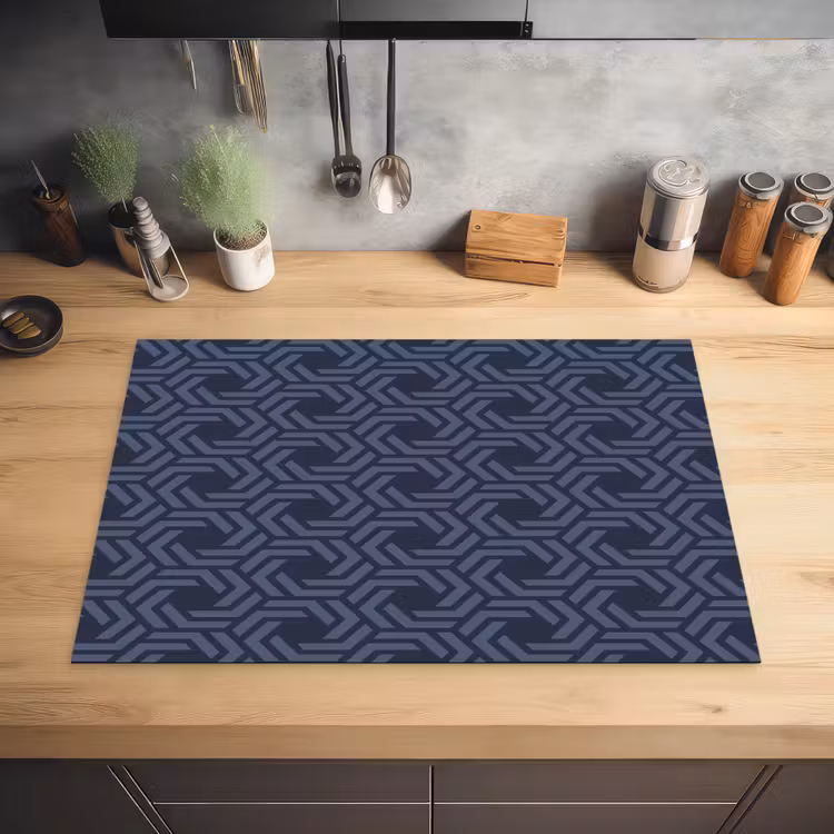 Patroon - Blauw - Geometrisch Inductie beschermer vinyl 3mm klein 276 -sfeer5