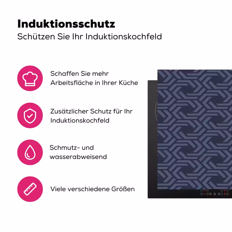 Patroon - Blauw - Geometrisch Inductie beschermer vinyl 3mm klein 276 -zzzzzzz-lf-ups