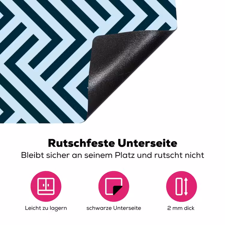 Patroon - Blauw - Lijnen - Zigzag Inductie beschermer vinyl 3mm klein 276 -zzzzzzz-lf-onderkant