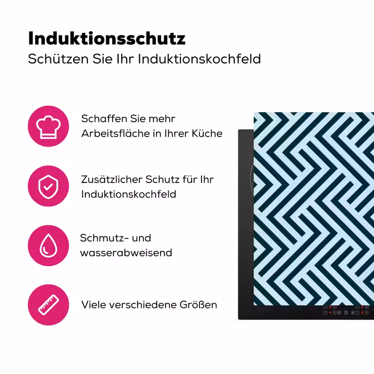 Patroon - Blauw - Lijnen - Zigzag Inductie beschermer vinyl 3mm klein 276 -zzzzzzz-lf-ups
