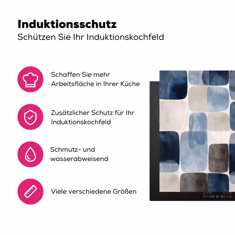 Patroon - Blauw - Vierkanten Inductie beschermer vinyl 3mm klein -zzzzzzz-lf-ups