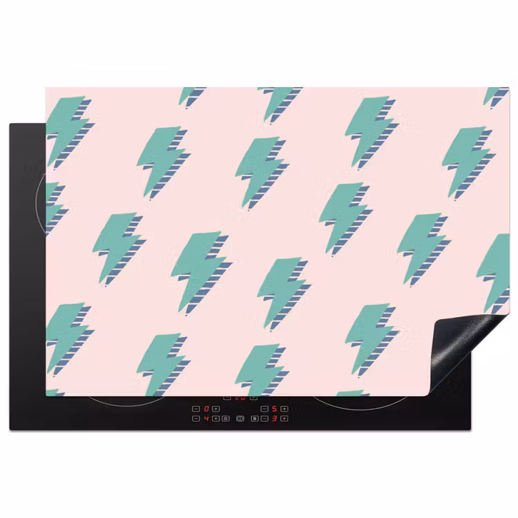 Patroon - Bliksem - Roze - Groen Inductie beschermer vinyl 3mm klein 276 -3d
