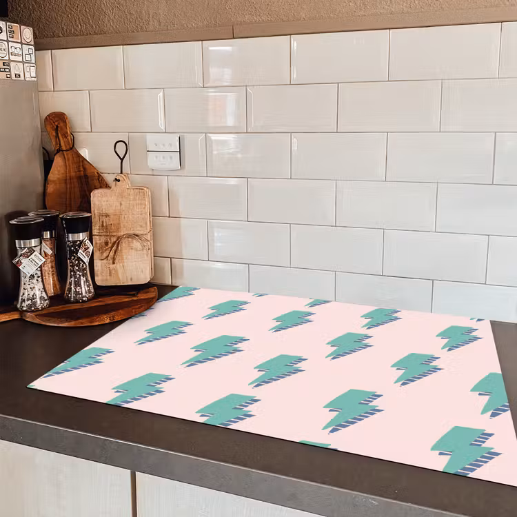 Patroon - Bliksem - Roze - Groen Inductie beschermer vinyl 3mm klein 276 -sfeer3
