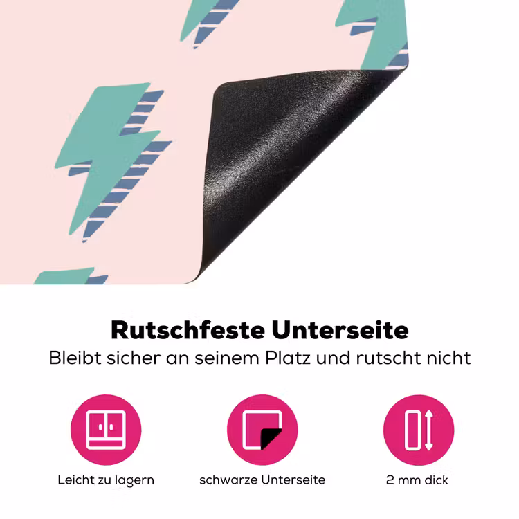 Patroon - Bliksem - Roze - Groen Inductie beschermer vinyl 3mm klein 276 -zzzzzzz-lf-onderkant