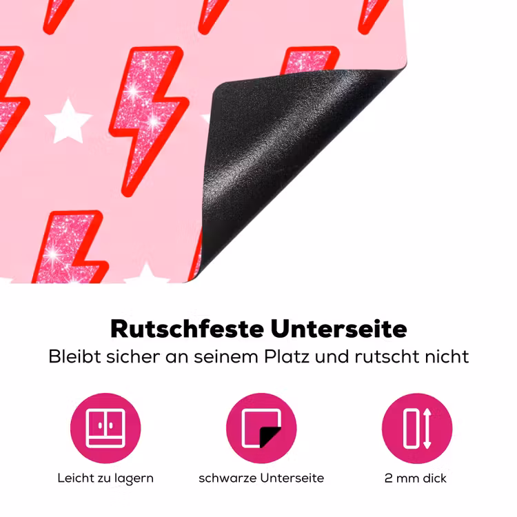 Patroon - Bliksem - Ster - Glitter - Roze Inductie beschermer vinyl 3mm klein -zzzzzzz-lf-onderkant