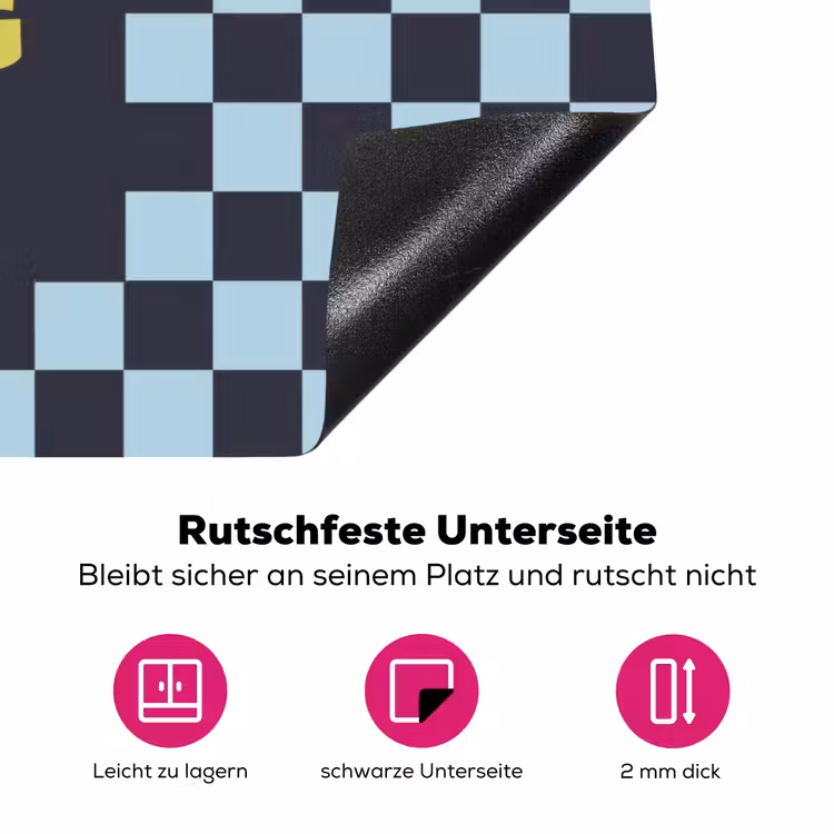 Patroon - Geblok - Blauw - Slow down you're doing fine Inductie beschermer vinyl 3mm klein -zzzzzzz-lf-onderkant