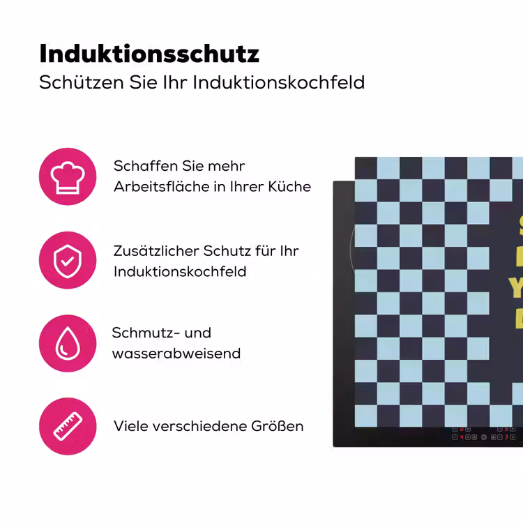 Patroon - Geblok - Blauw - Slow down you're doing fine Inductie beschermer vinyl 3mm klein -zzzzzzz-lf-ups