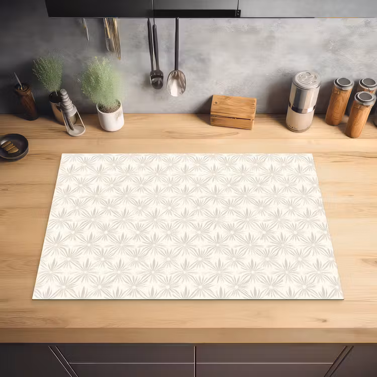 Patroon - Bloemen - Beige Inductie beschermer vinyl 3mm klein 276 -sfeer5