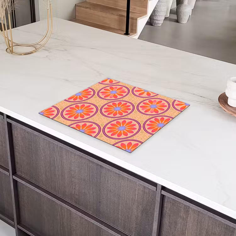 Patroon - Bloemen - Decoratief - Kleurrijk - Modern Inductie beschermer vinyl 3mm middel -sfeer8