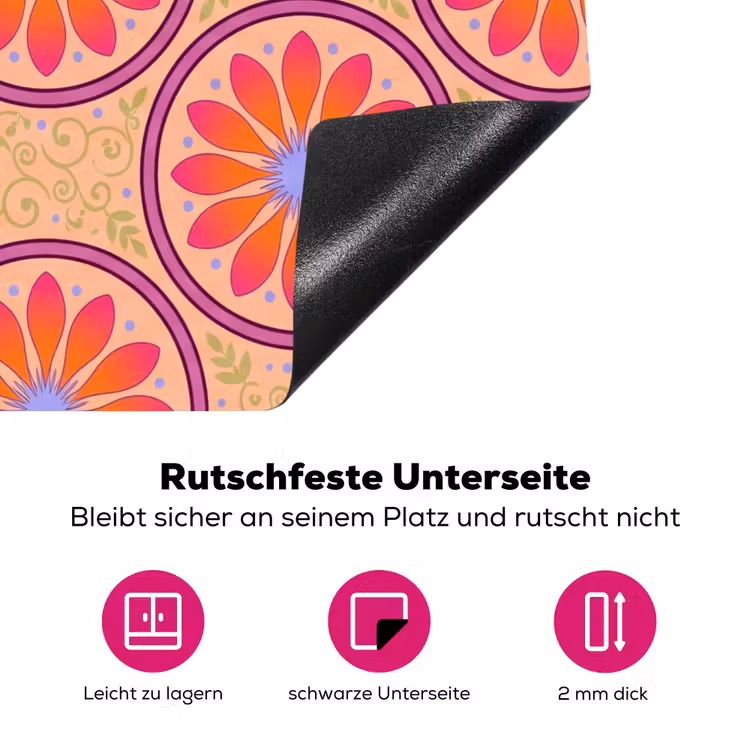 Patroon - Bloemen - Decoratief - Kleurrijk - Modern Inductie beschermer vinyl 3mm middel -zzzzzzz-lf-onderkant
