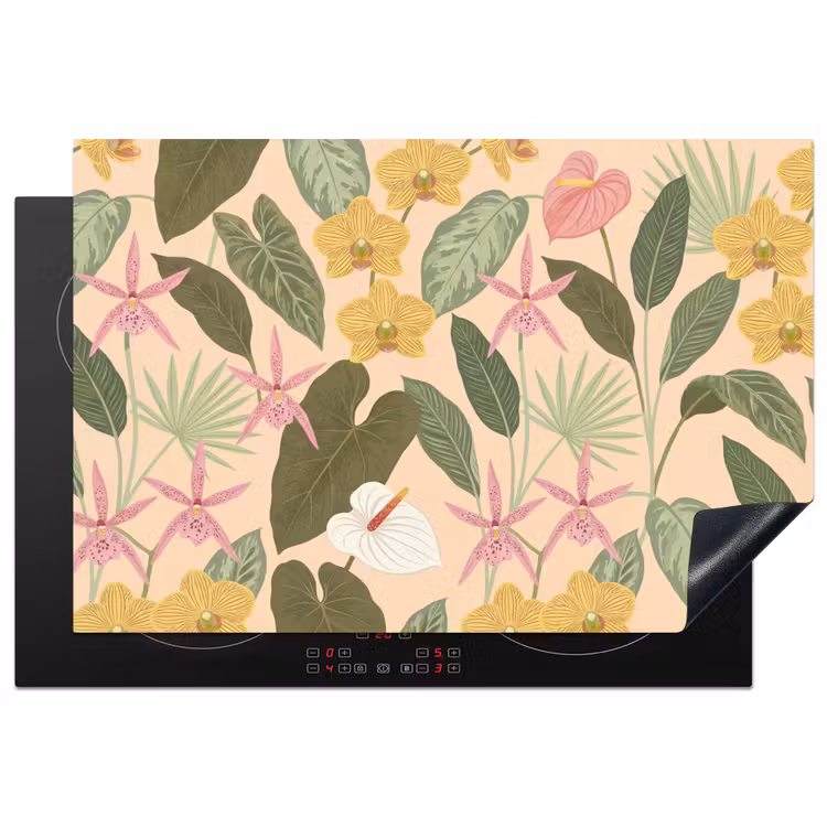 Patroon - Bloemen - Kleurrijk Inductie beschermer vinyl 3mm klein -3d