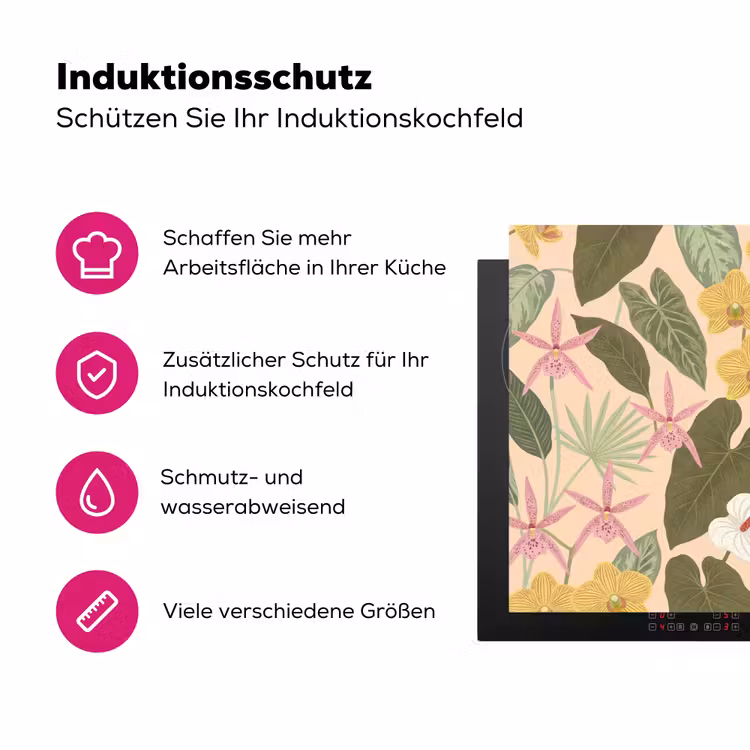 Patroon - Bloemen - Kleurrijk Inductie beschermer vinyl 3mm klein -zzzzzzz-lf-ups