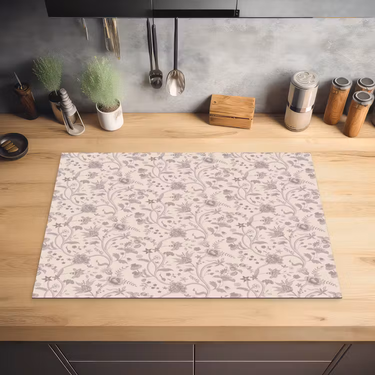 Patroon - Bloemen - Paars Inductie beschermer vinyl 3mm klein 276 -sfeer5