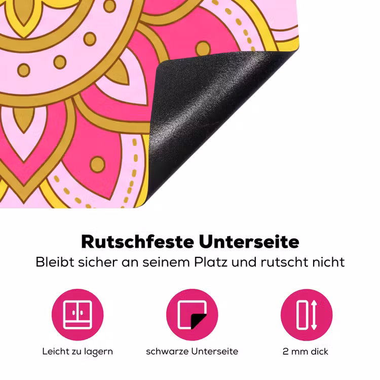 Patroon - Bloemmotief - Decoratie - Abstract - Roze Inductie beschermer vinyl 3mm middel -zzzzzzz-lf-onderkant