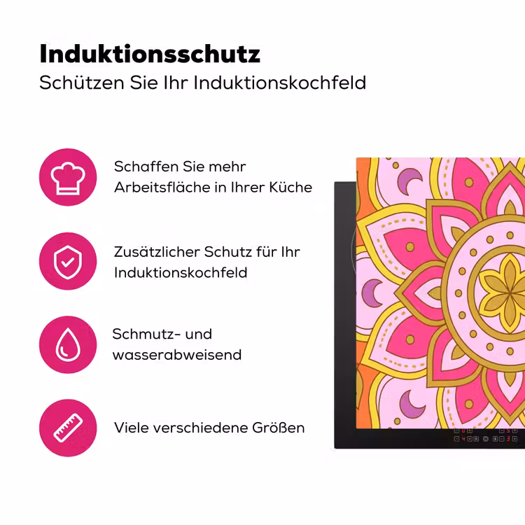 Patroon - Bloemmotief - Decoratie - Abstract - Roze Inductie beschermer vinyl 3mm middel -zzzzzzz-lf-ups