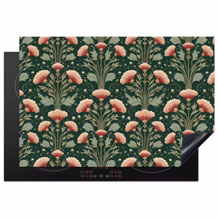 Patroon - Botanisch - Kleurrijk Inductie beschermer vinyl 3mm klein 276 -3d