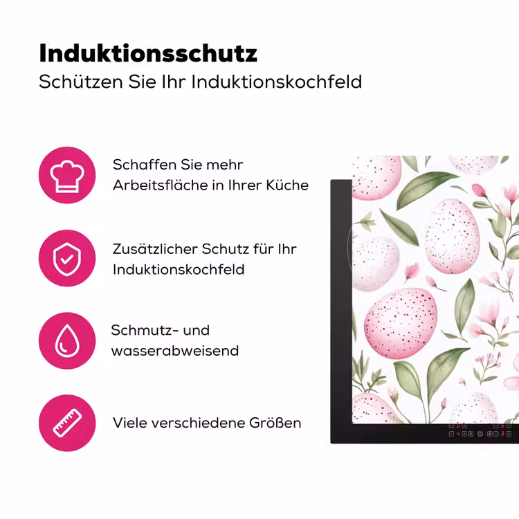 Patroon - Eieren - Roze - Pasen Inductie beschermer vinyl 3mm klein -zzzzzzz-lf-ups