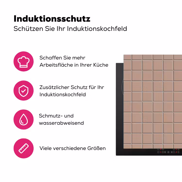 Patroon - Tegel - Oudroze Inductie beschermer vinyl 3mm klein 276 -zzzzzzz-lf-ups