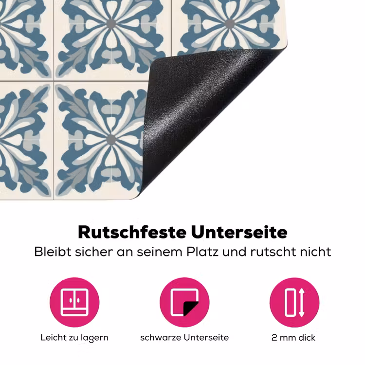Dessin - Tegel - Blauw Inductie beschermer vinyl 3mm klein 276 -zzzzzzz-lf-onderkant