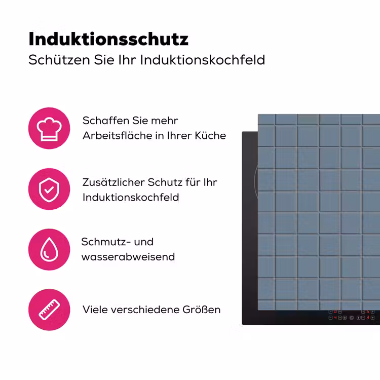 Patroon - Tegel - Blauwgrijs Inductie beschermer vinyl 3mm klein 276 -zzzzzzz-lf-ups