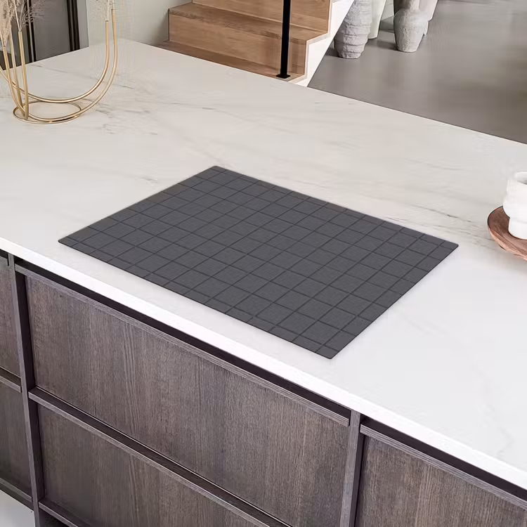 Patroon - Tegel - Grafiet - Grijs Inductie beschermer vinyl 3mm klein 276 -sfeer8