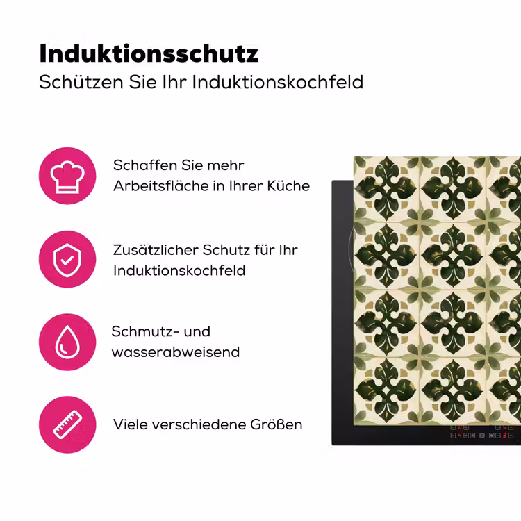 Patroon - Tegel - Groen Inductie beschermer vinyl 3mm klein 276 -zzzzzzz-lf-ups