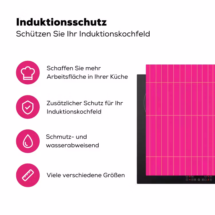 Patroon - Tegel - Magenta - Roze Inductie beschermer vinyl 3mm klein 276 -zzzzzzz-lf-ups