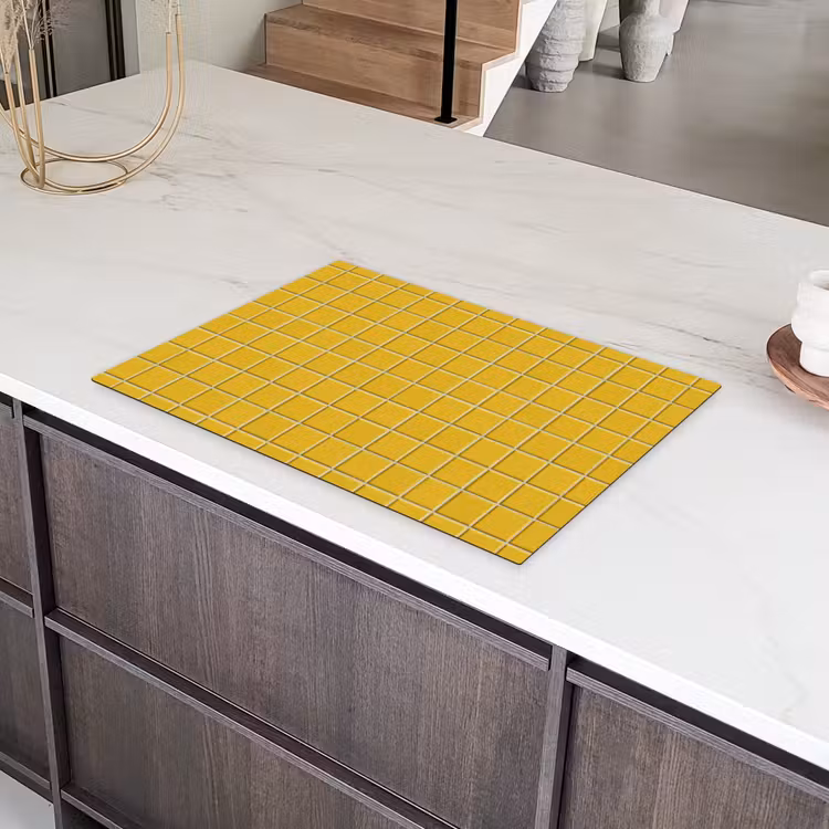 Patroon - Tegel - Okergeel Inductie beschermer vinyl 3mm klein 276 -sfeer8