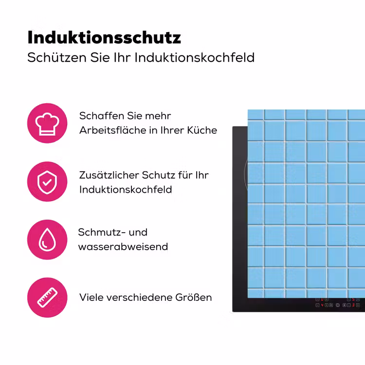 Patroon - Tegel - Pastel - Blauw Inductie beschermer vinyl 3mm klein 276 -zzzzzzz-lf-ups