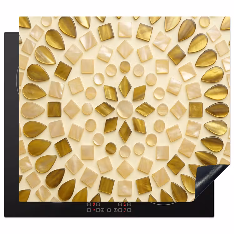 Patroon - Vormen - Mozaïek - Abstract - Goud Inductie beschermer vinyl 3mm middel -3d