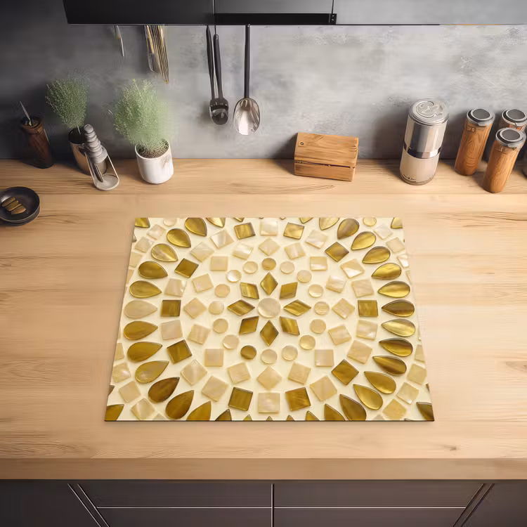 Patroon - Vormen - Mozaïek - Abstract - Goud Inductie beschermer vinyl 3mm middel -sfeer5