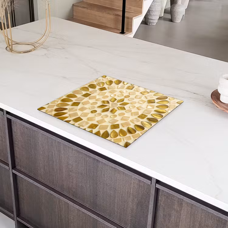 Patroon - Vormen - Mozaïek - Abstract - Goud Inductie beschermer vinyl 3mm middel -sfeer8