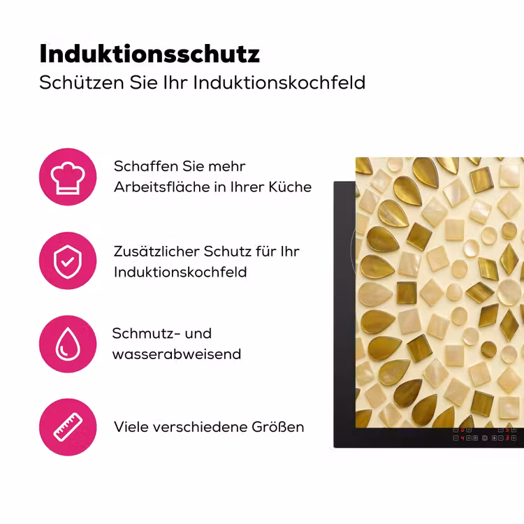 Patroon - Vormen - Mozaïek - Abstract - Goud Inductie beschermer vinyl 3mm middel -zzzzzzz-lf-ups