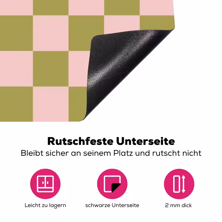Patroon - Geblokt - Olijfgroen - Amore Inductie beschermer vinyl 3mm klein -zzzzzzz-lf-onderkant