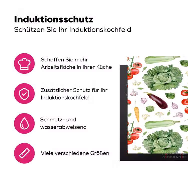 Patroon - Groente - Aquarel Inductie beschermer vinyl 3mm klein 276 -zzzzzzz-lf-ups