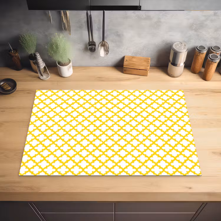 Patroon - Geometrisch - Klassiek - Geel Inductie beschermer vinyl 3mm klein 276 -sfeer5